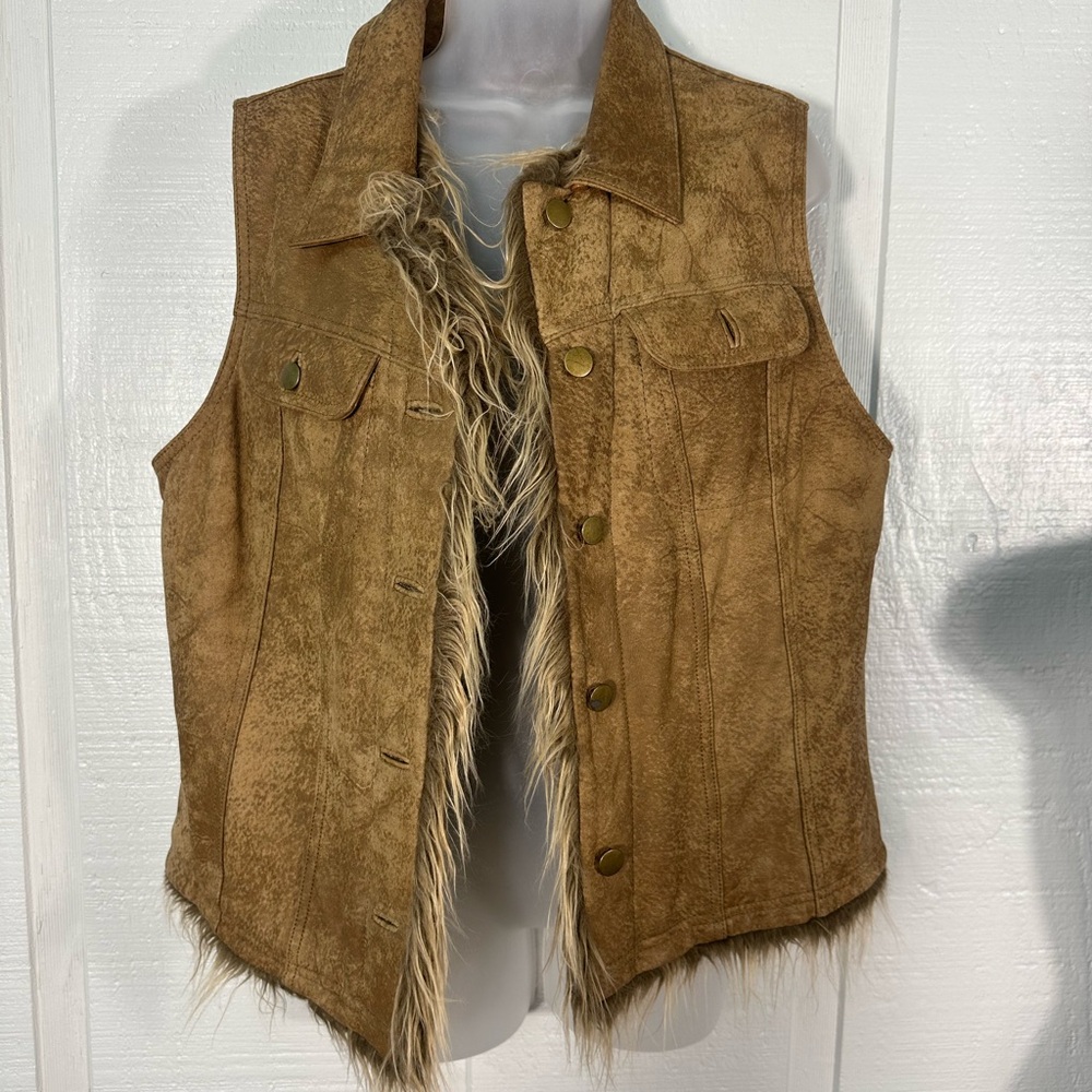 Wilson’s Leather Maxima Brown Fur Lined Vest Size XL EUC - Picture 3 of 10